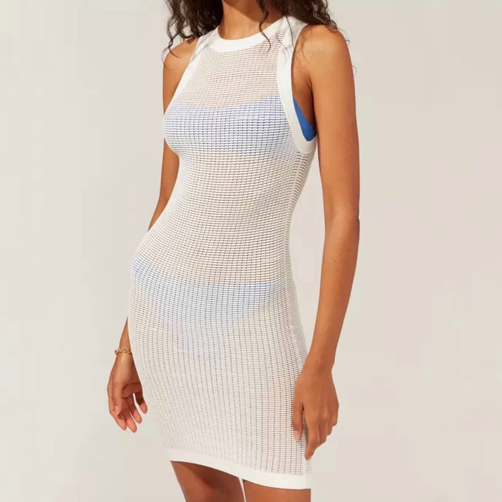 Solid & Striped White Carson Dress Mesh High Neck Sleeveless Mini Beach x-Small